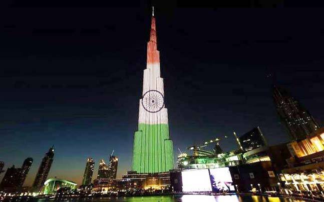 Burj Khalifa in tri color to mark 68th republic day celebration in India