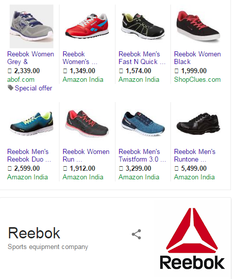 Reebok shoes on Google- Thoughtful Minds