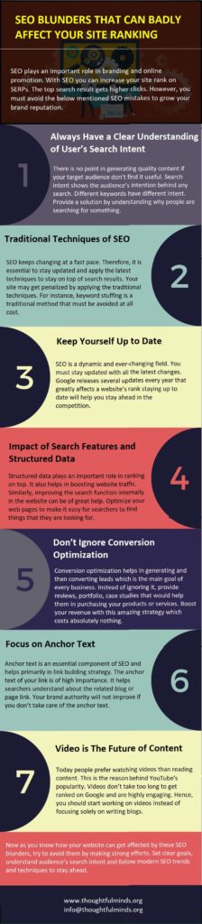 SEO Blunders To Avoid [Infographic] - ThoughtfulMinds